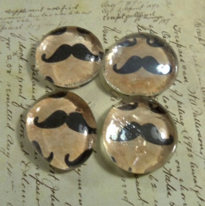 Mustache Glass Marble Magnets
